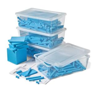 hand2mind Blue Plastic Base Ten Blocks Complete Classroom Set, Place Value Blocks, Counting Cubes, Math Blocks Kindergarten, Manipulative Kit for Mathematics for Elementary Teachers (Set of 161)(Set of 644)