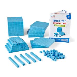 hand2mind Blue Plastic Base Ten Blocks Complete Classroom Set, Place Value Blocks, Counting Cubes, Math Blocks Kindergarten, Manipulative Kit for Mathematics for Elementary Teachers (Set of 161)(Blue  Set of 161)