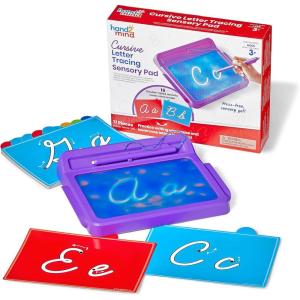 hand2mind Cursive Letter Tracing Sensory Pad, Reusable Handwriting Practice for Kids, Cursive Alphabet Learning Toys, Tracing Board, Fine Motor Activities, Writing Center for Classroom
