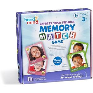hand2mind Express Your Feelings Memory Match Game, Emotion Cards, Matching Game, Emotional Intelligence for Kids, Play Therapy Games for Kids, Social Emotional Learning Activities, Social Skills Games
