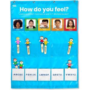 hand2mind Express Your Feelings Pocket Chart, Emotions Chart for Kids, Classroom Decorations for Preschool Teachers, Daycare Decor, Social Emotional Learning Activities, Calm Down Corner Supplies