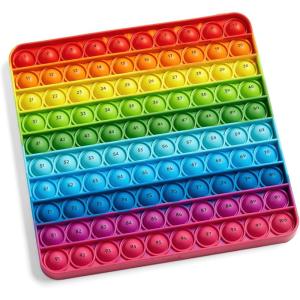 hand2mind Hundred Board Sensory Bubble Popper, Pop Fidget Toys for Kids, Multiplication Board, Math Manipulatives Kindergarten, Fine Motor Toys, Fidgets for Classroom, Calm Down Corner Supplies