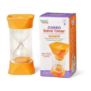 hand2mind Jumbo 1 Minute Sand Timer, Large Hourglass Timer, Sand Clock, Quiet Timer for Kids, Visual Timer for Classroom, Toddler Timer Visual Countdown, Game Timer, Calm Down Corner Supplies(5 minutes)