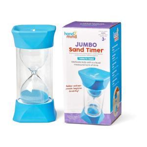 hand2mind Jumbo 1 Minute Sand Timer, Large Hourglass Timer, Sand Clock, Quiet Timer for Kids, Visual Timer for Classroom, Toddler Timer Visual Countdown, Game Timer, Calm Down Corner Supplies(1 minute)