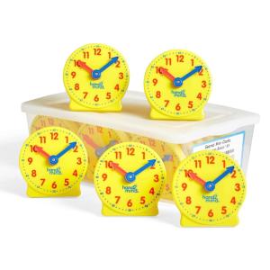 hand2mind Mini Geared Clock Classroom Set, Telling Time, Teaching Clocks, Learn to Tell Time for Kids, Analog Clock for Kids Learning, Classroom Clocks for Students (Set of 24)(Classroom Kit)