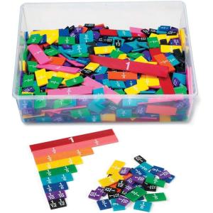 hand2mind Plastic Rainbow Fraction Tiles, Montessori Math Materials, Fraction Manipulatives, Unit Fraction, Fraction Bars Math Manipulatives, Fraction Games, Homeschool Supplies (15 Sets of 51 Pieces)(Tiles)