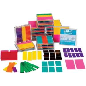 hand2mind Plastic Rainbow Fraction Tiles, Montessori Math Materials, Fraction Manipulatives, Unit Fraction, Fraction Bars Math Manipulatives, Fraction Games, Homeschool Supplies (15 Sets of 51 Pieces)(Square)