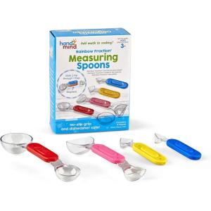 hand2mind Rainbow Fraction Measuring Spoons, Kids Montessori Kitchen Tools, Toddler Cooking Tools, Sensory Table Materials, Fraction Manipulatives, Homeschooling Supplies, Easter Baking (Set of 4)