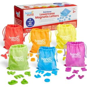 hand2mind Rainbow Lowercase Magnetic Letters, Plastic Magnetic Letters for Classroom, Alphabet Letters for Kids, Letter Recognition for Kindergarten, Word Building Letter Magnets for Kids (Set of 6)