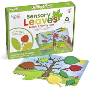 hand2mind Sensory Leaves Math Activity Set, Pattern Play, Shape Puzzle, Pattern Blocks Cards, Math Counters, Sorting Toy, Shapes for Toddlers, Counting Toy, Kindergarten Learning Activities