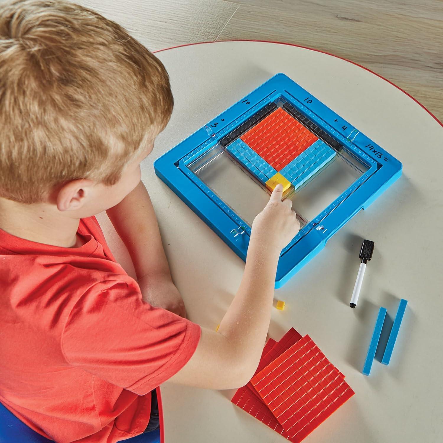 imagehand2mind Area Model Tray with Base Ten Blocks Multiplication Manipulatives Base 10 Math Manipulatives 3rd Grade Counting Cubes Teacher Supplies for Classroom Elementary Math Classroom Must Haves