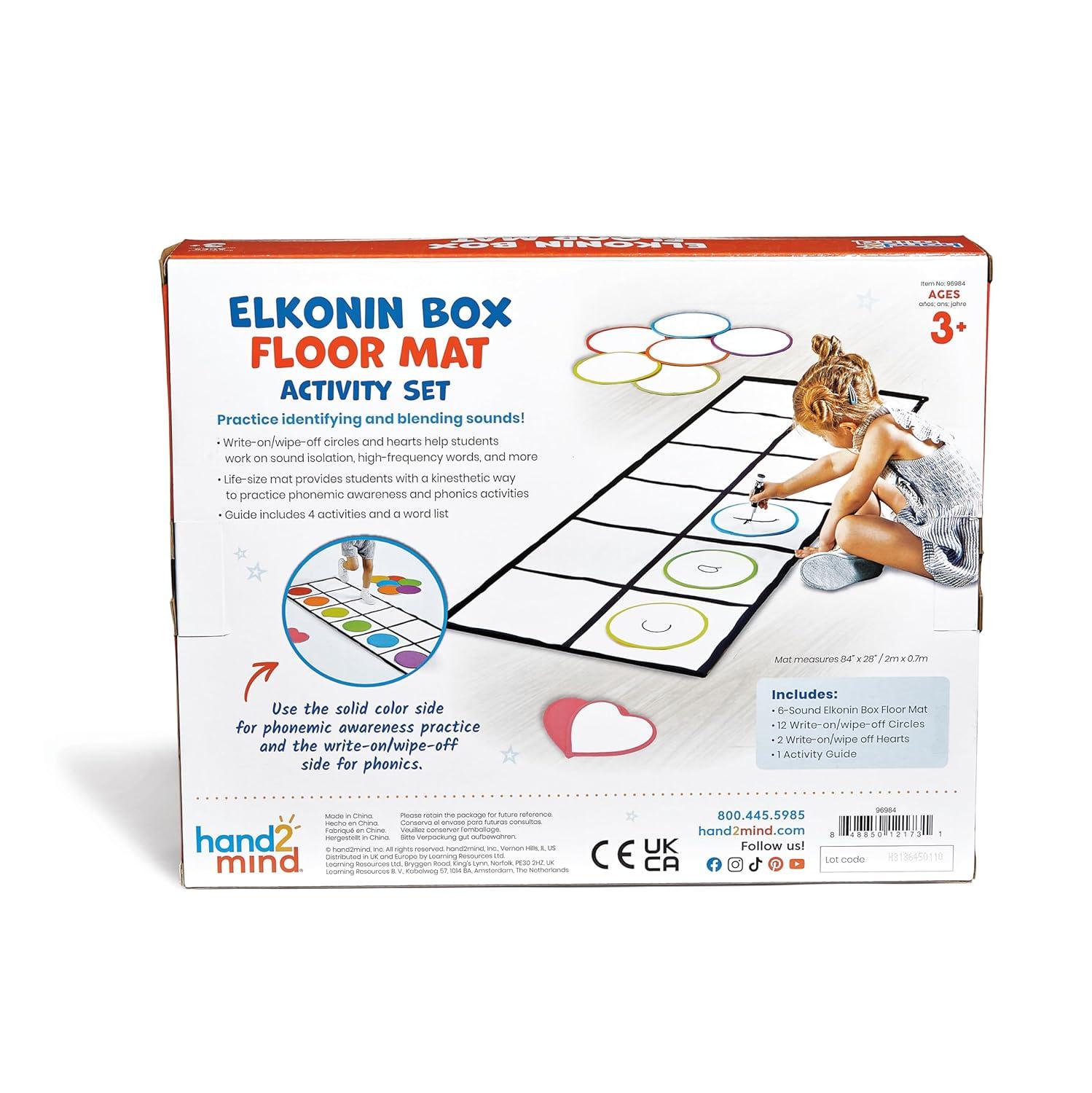 imagehand2mind Elkonin Box Floor Mat Activity Set Phonemic Awareness Phonics Games Science of Reading Classroom Materials Toddler Gross Motor Toys Kids Active Play Preschool Learning Activities