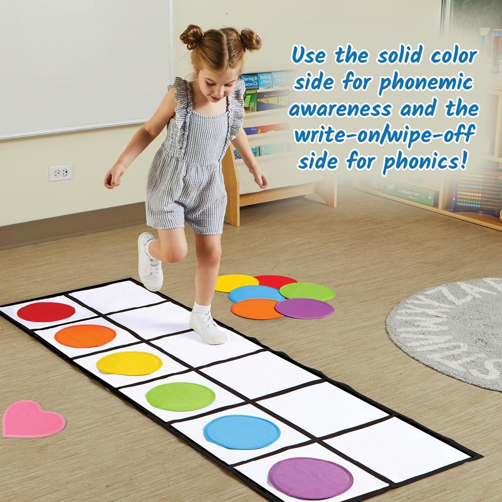 imagehand2mind Elkonin Box Floor Mat Activity Set Phonemic Awareness Phonics Games Science of Reading Classroom Materials Toddler Gross Motor Toys Kids Active Play Preschool Learning Activities
