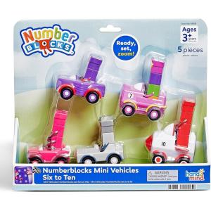 hand2mind Numberblocks Six to Ten Mini Vehicles, Race Car Toys, Preschool Math Counting Toys, Action Figure Set, Numbers for Toddlers, Small Figurines for Kids, Toddler Restaurant Activities