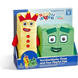 hand2mind Numberblocks Three & Four Playful Pals, Plush Figure Toys, Numbers for Toddlers, Preschool Math Learning Toys, Stuffed Animal Plushies, Counting Blocks, Soft Stuffies, Kids Birthday Gifts(Plush Toys)