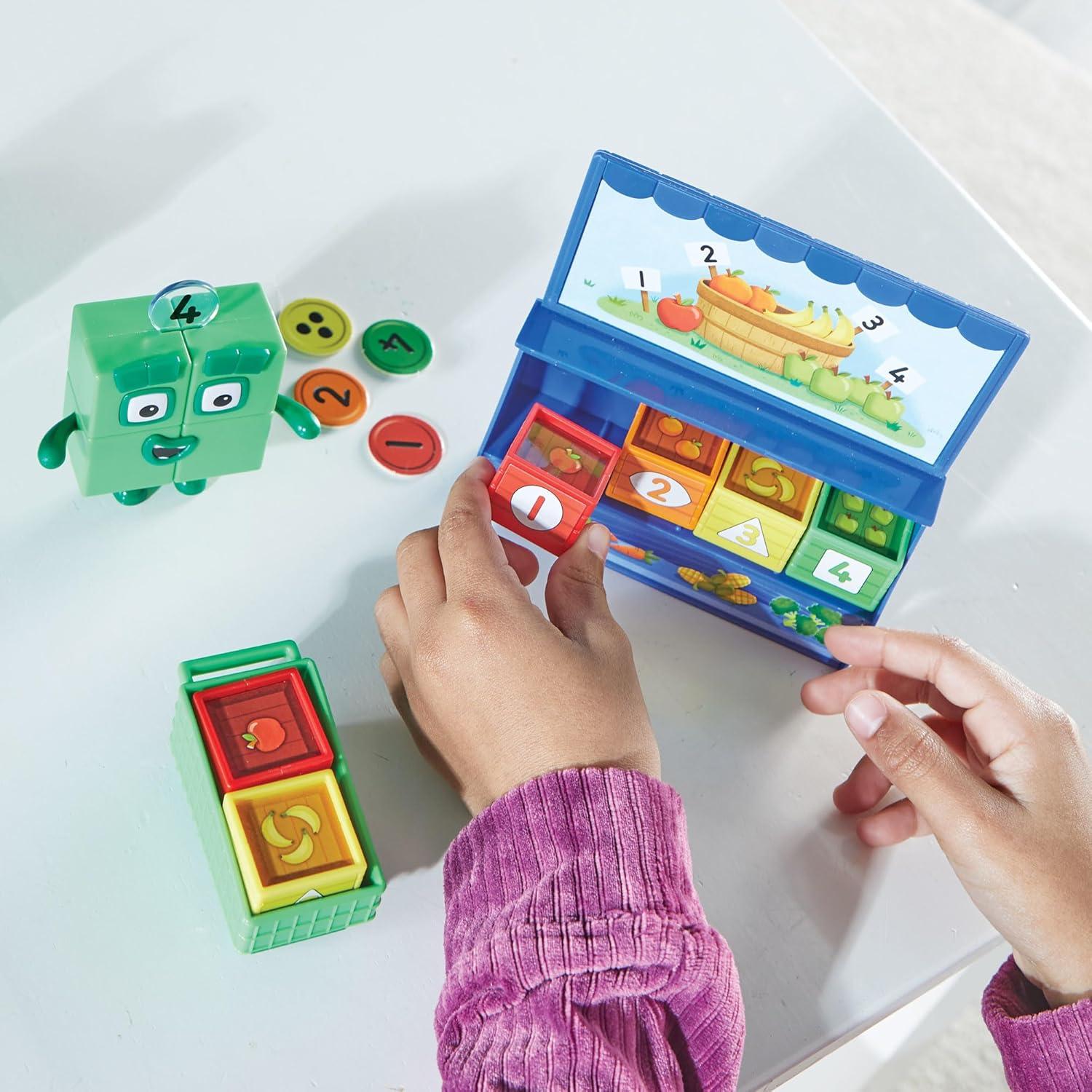 image:imagehand2mind Numberblocks Add It Up Mini Market Grocery Store Playset Math Toys for Kids 35 Counting Toys Learning Money Numbers for Toddlers Mini Shopping Cart Pretend Play Figure Playset
