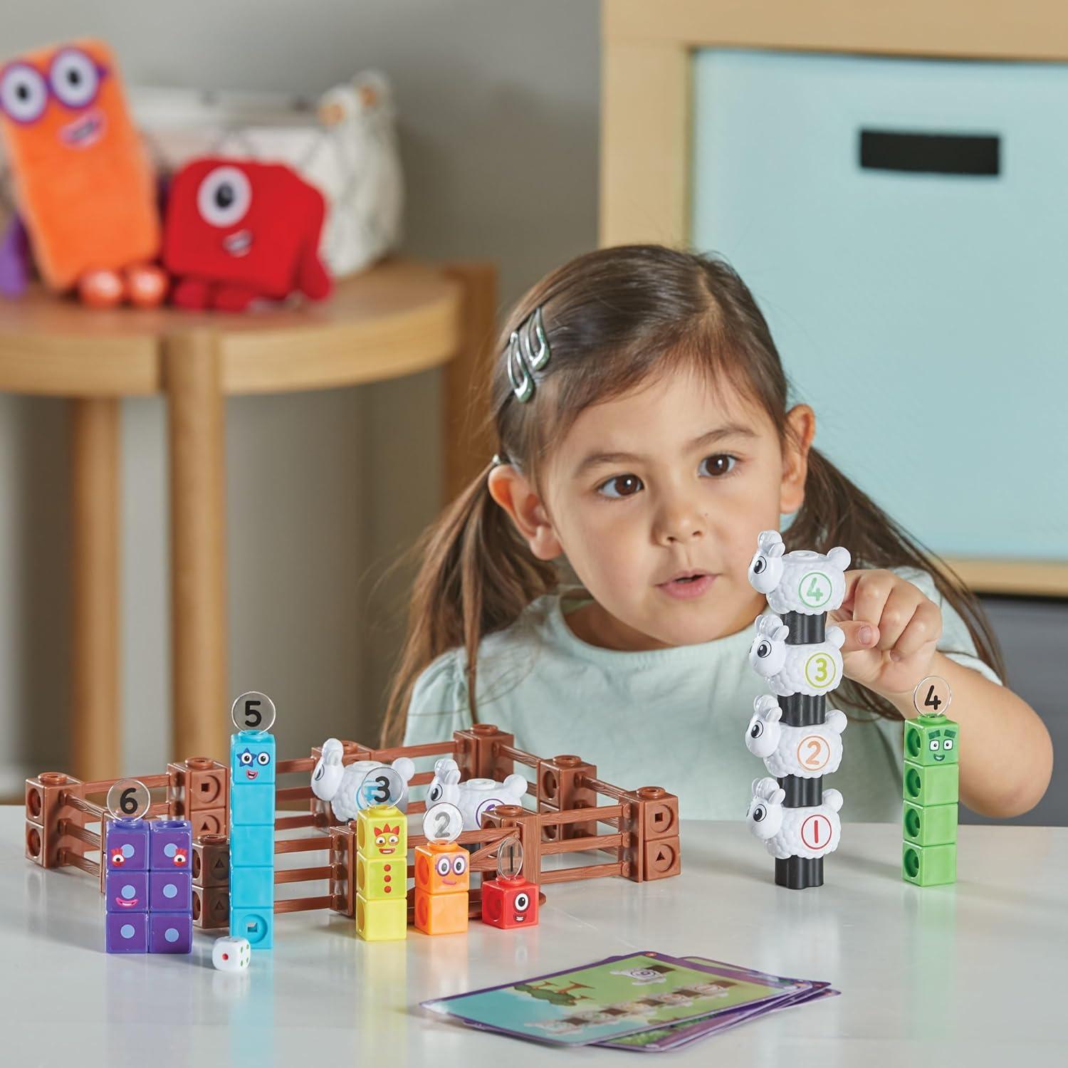 image:imagehand2mind Numberblocks Sheep Farm MathLink Cubes Activity Set Preschool Learning Activities Farm Playset Counting Blocks Number Toys Kids Educational Toys Math Manipulatives for Preschoolers