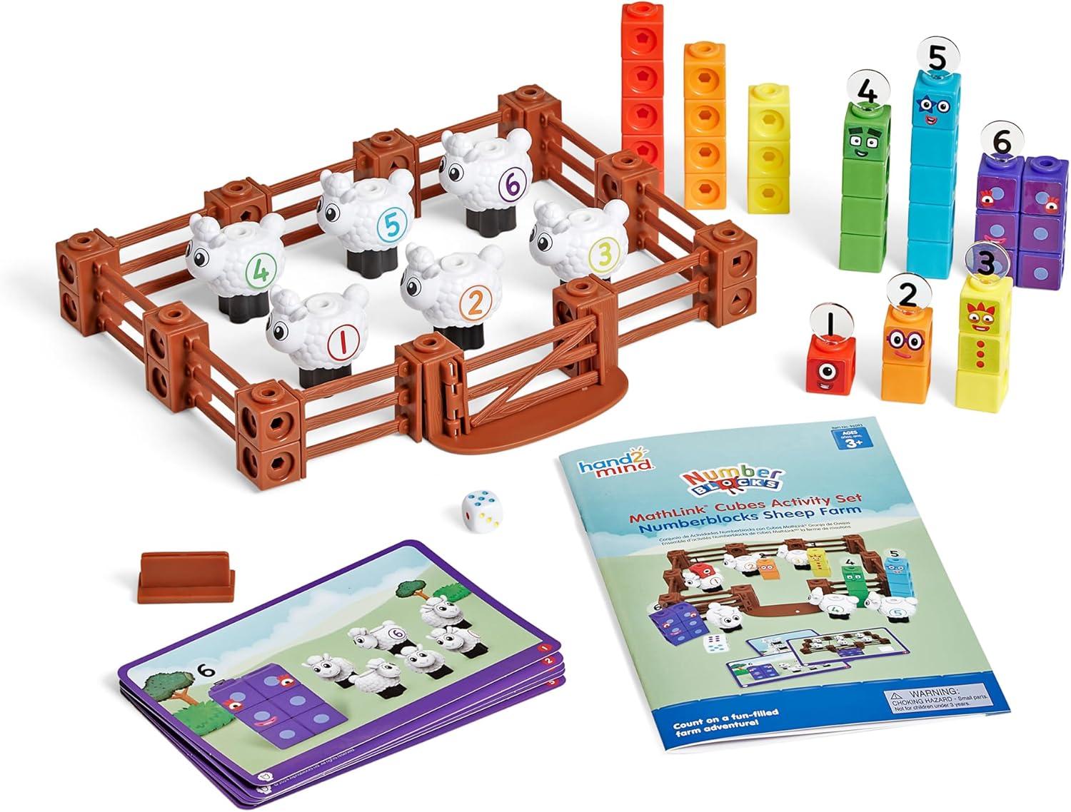 image:imagehand2mind Numberblocks Sheep Farm MathLink Cubes Activity Set Preschool Learning Activities Farm Playset Counting Blocks Number Toys Kids Educational Toys Math Manipulatives for Preschoolers