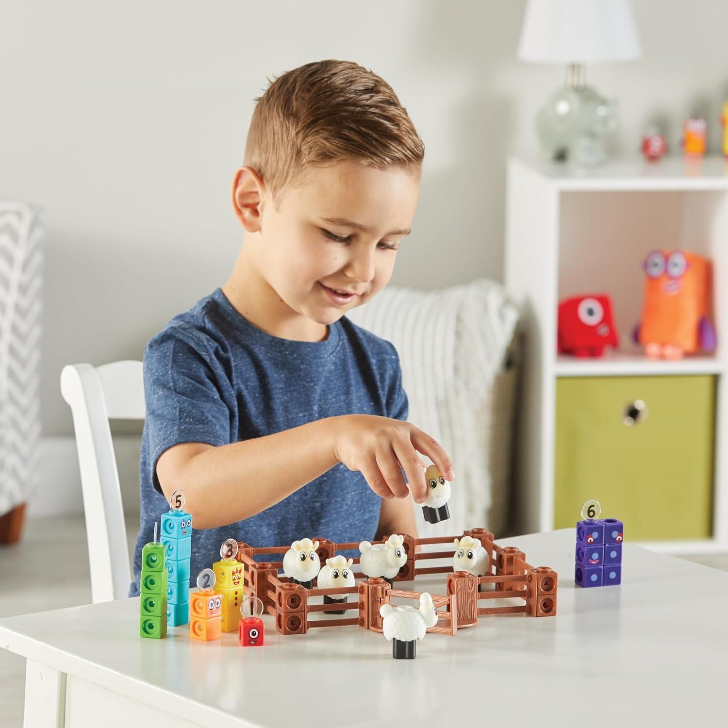 image:imagehand2mind Numberblocks Sheep Farm MathLink Cubes Activity Set Preschool Learning Activities Farm Playset Counting Blocks Number Toys Kids Educational Toys Math Manipulatives for Preschoolers