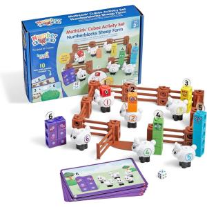 hand2mind Numberblocks Sheep Farm MathLink Cubes Activity Set, Preschool Learning Activities, Farm Playset, Counting Blocks, Number Toys, Kids Educational Toys, Math Manipulatives for Preschoolers