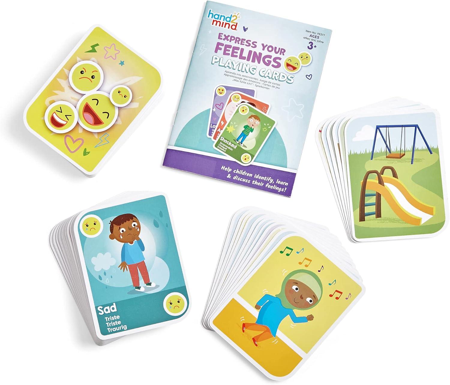 image:imagehand2mind Express Your Feelings Playing Cards Emotions Cards Flash Cards for Toddlers Kids Card Games Play Therapy Toys Therapy Games Social Emotional Learning Activities Social Skills Games