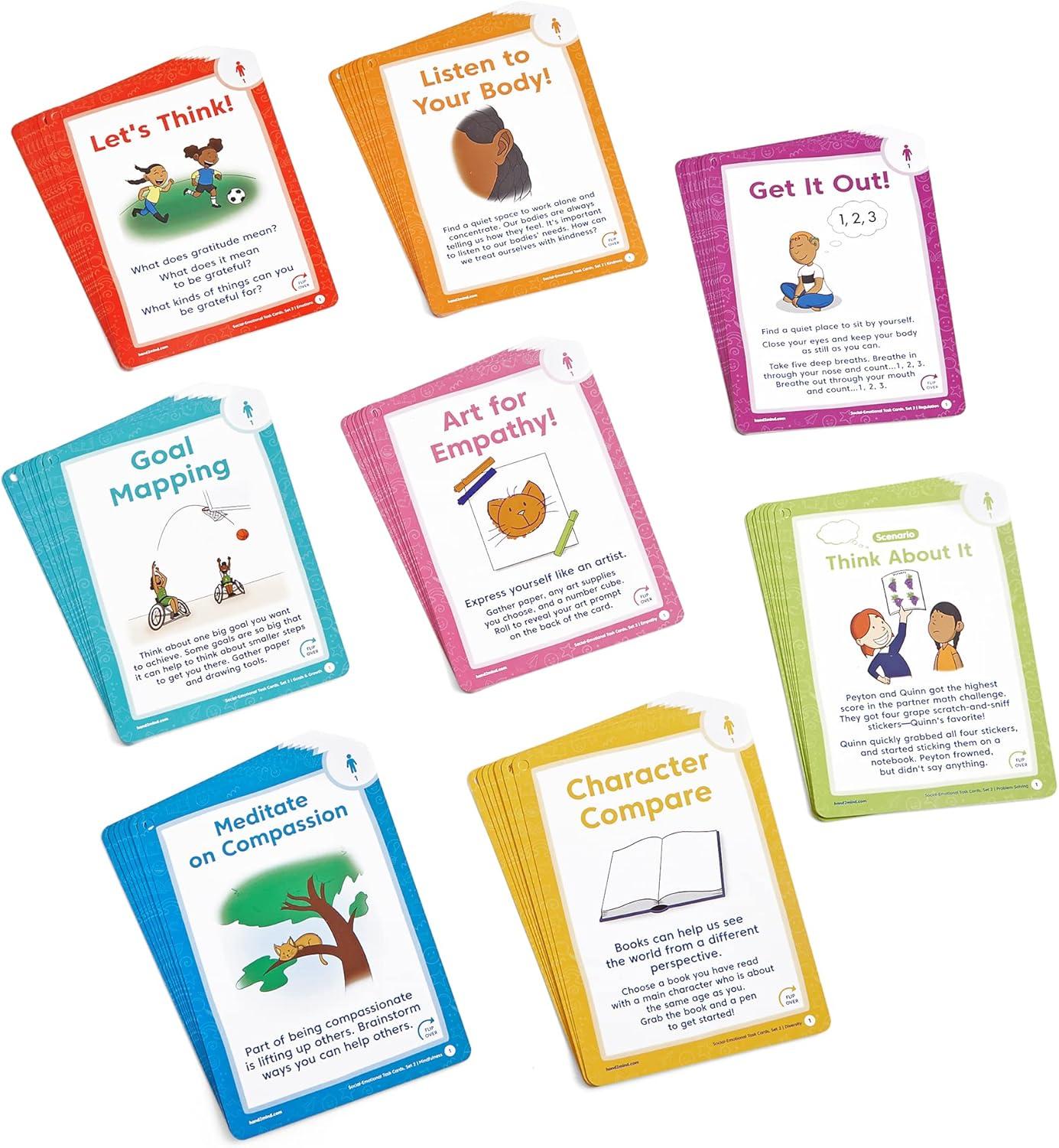 image:imagehand2mind Social Emotional Task Cards for Ages 8 Social Emotional Learning Play Therapy Toys for Counselors Social Skills Activities for Kids Conversation Starters Emotional Regulation for KidsAges 8 Set