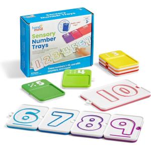 hand2mind Sensory Number Trays, Learning Numbers for Kids, Fine Motor Activities, Counting Toys for Sensory Seeking Kids, Texture Toys, Pre-Writing Skills for Toddlers, Montessori Math Materials