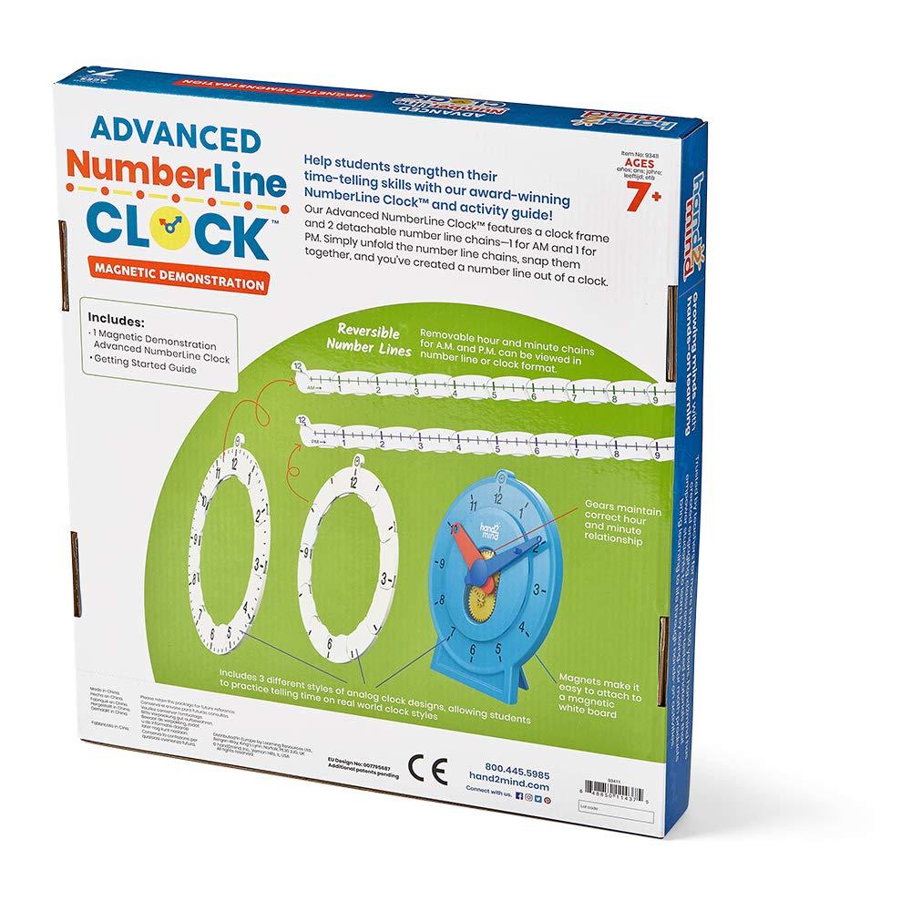 image:imageHand2Mind Advanced NumberLine for Kids Math Manipulatives Analog Clock for Learning Time 1 PackMagnetic Demonstration