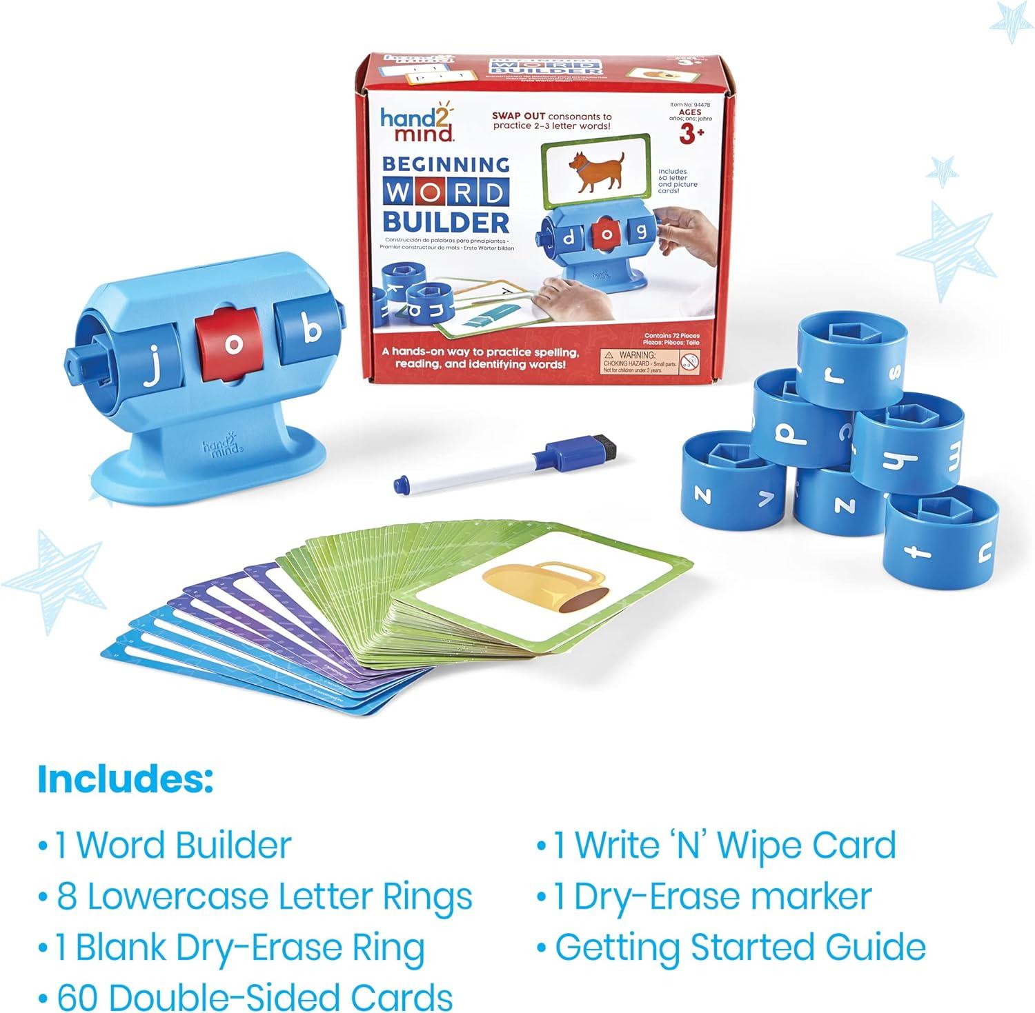 image:imagehand2mind Beginning Word Builder CVC Word Games Spelling Toys for Kids 35 Learning How to Read Sight Words Flash Cards Kindergarten Learning Activities Science of Reading Manipulatives
