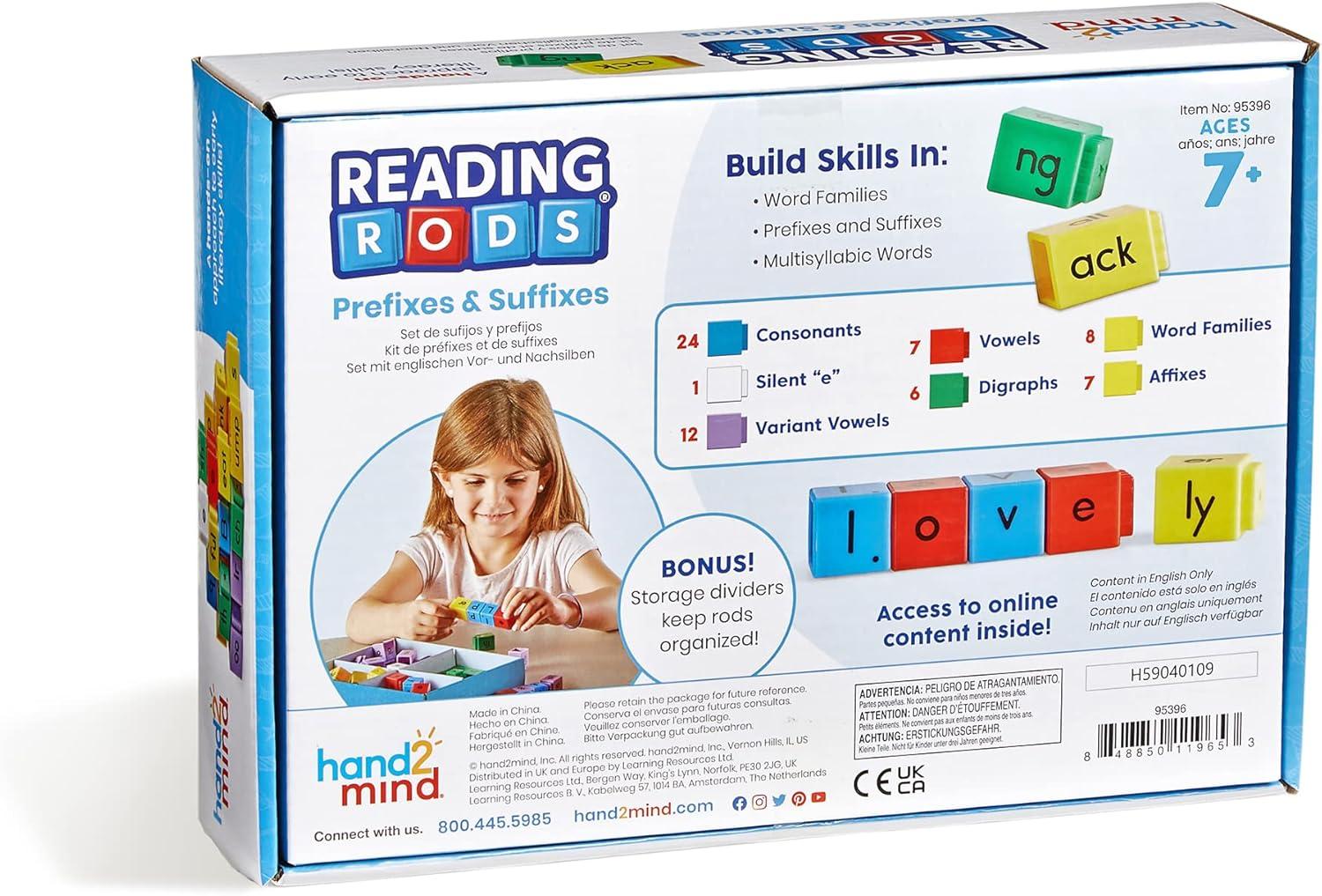 image:imagehand2mind Reading Rods Prefixes amp Suffixes Word Roots for Kids Word Building Activities Spelling Toys Reading Tools for Kids Phonemic Awareness and Phonics Science of Reading ManipulativesNew Refreshed