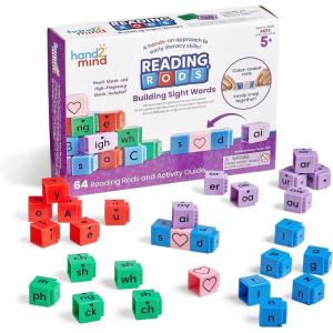 hand2mind Reading Rods Building Sight Words, Word Building Activities, Letter Blocks, Sight Words Kindergarten, CVC Words Spelling Toys, Reading Tools for Kids, Science of Reading Manipulatives