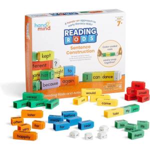 hand2mind Reading Rods Sentence Construction, Sentence Building for Kids, Parts of Speech Linking Cubes, Learn to Read Toys, Reading Tools for Kids, Science of Reading Manipulatives