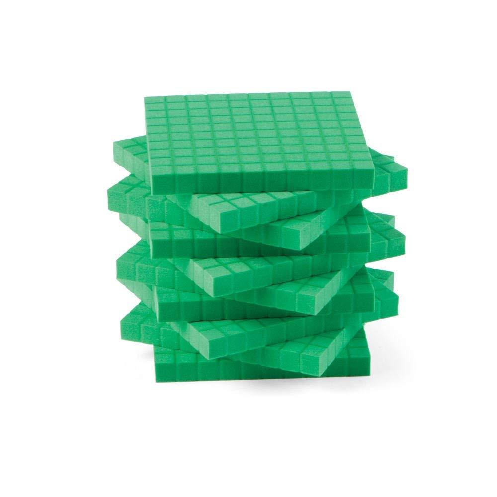 image:imagehand2mind Green Foam Base Ten Blocks Flats Set Place Value Blocks Counting Cubes for Kids Math Base Ten Blocks Classroom Set Math Blocks Kindergarten Base 10 Math Manipulatives Set of 10