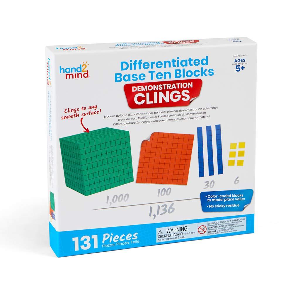 image:imagehand2mind Magnetic Demonstration Differentiated Base Ten Blocks Classroom Set Magnetic Place Value Blocks Counting Cubes for Kids Math Base 10 Math Manipulatives Kindergarten Set Set of 131Clings
