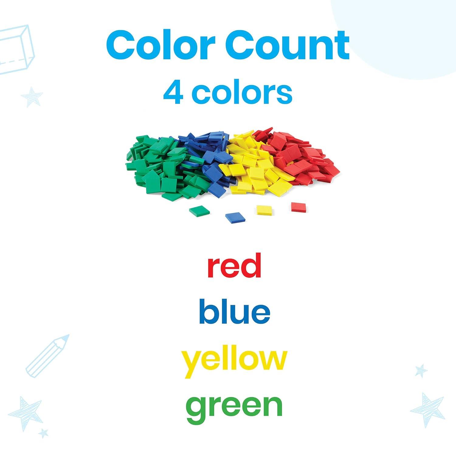 Plastic Tokens Math hand2mind Plastic Square Color Tiles, Color Sorting, Math Counters for ...
