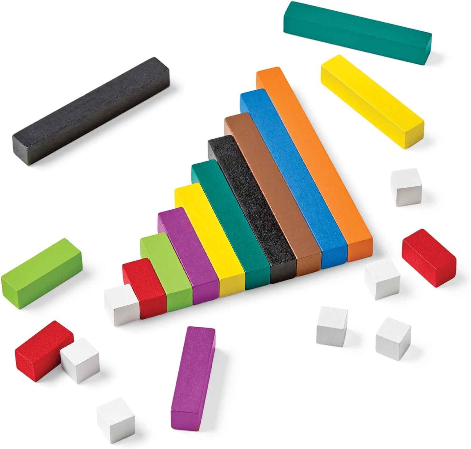 image:imagehand2mind Wood Cuisenaire Rods Individual Set Fraction Bars Montessori Number Rods Counting Blocks Math Manipulatives Math Teacher Supplies Kindergarten Homeschool Supplies Set of 74