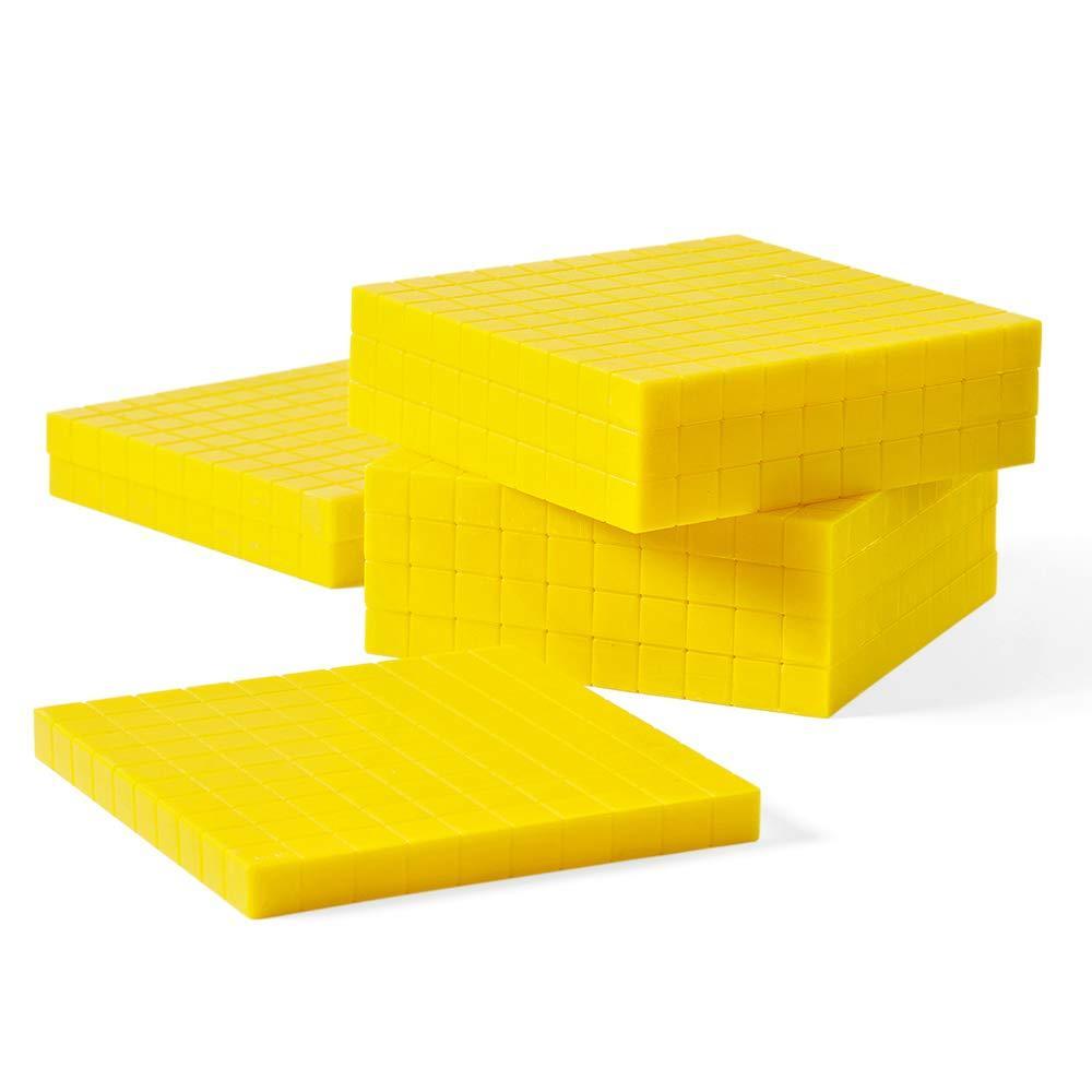 image:imagehand2mind Yellow Plastic Base Ten Blocks Flats Set Place Value Blocks Counting Cubes for Kids Math Base Ten Blocks Classroom Set Math Blocks Kindergarten Base 10 Math Manipulatives Set of 10