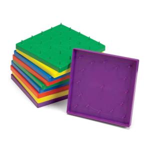 hand2mind Double-Sided Geoboards, Geoboards with Rubber Bands, Geometry Board, Kindergarten Math Manipulatives, Rubber Band Peg Board, Hands On Math Kit, Geometric Shapes for Classroom (Set of 10)​