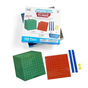 hand2mind Magnetic Demonstration Differentiated Base Ten Blocks Classroom Set, Magnetic Place Value Blocks, Counting Cubes for Kids Math, Base 10 Math Manipulatives Kindergarten Set (Set of 131)(Clings)