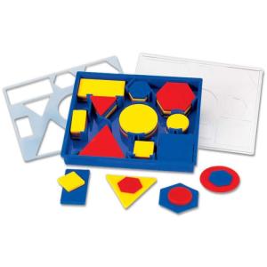hand2mind Plastic Attribute Blocks Student Kit, Geometry Set, Preschool Learning, Manipulatives for Preschool, Montessori Math, Shapes for Toddlers, Home Schooling Materials Pre-K (Set of 60 Blocks)