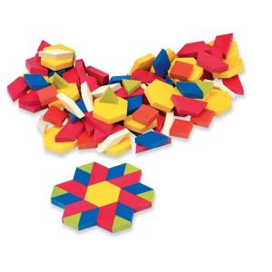hand2mind Plastic Pattern Blocks, Geometric Shapes for Kids, Pattern Play, Toddler Pattern Blocks, Learning Shapes for Kindergarten, 3D Shapes Manipulatives, Sorting Math Blocks (Set of 250)