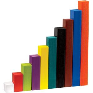 hand2mind Wood Cuisenaire Rods Individual Set, Fraction Bars, Montessori Number Rods, Counting Blocks, Math Manipulatives, Math Teacher Supplies, Kindergarten Homeschool Supplies (Set of 74)