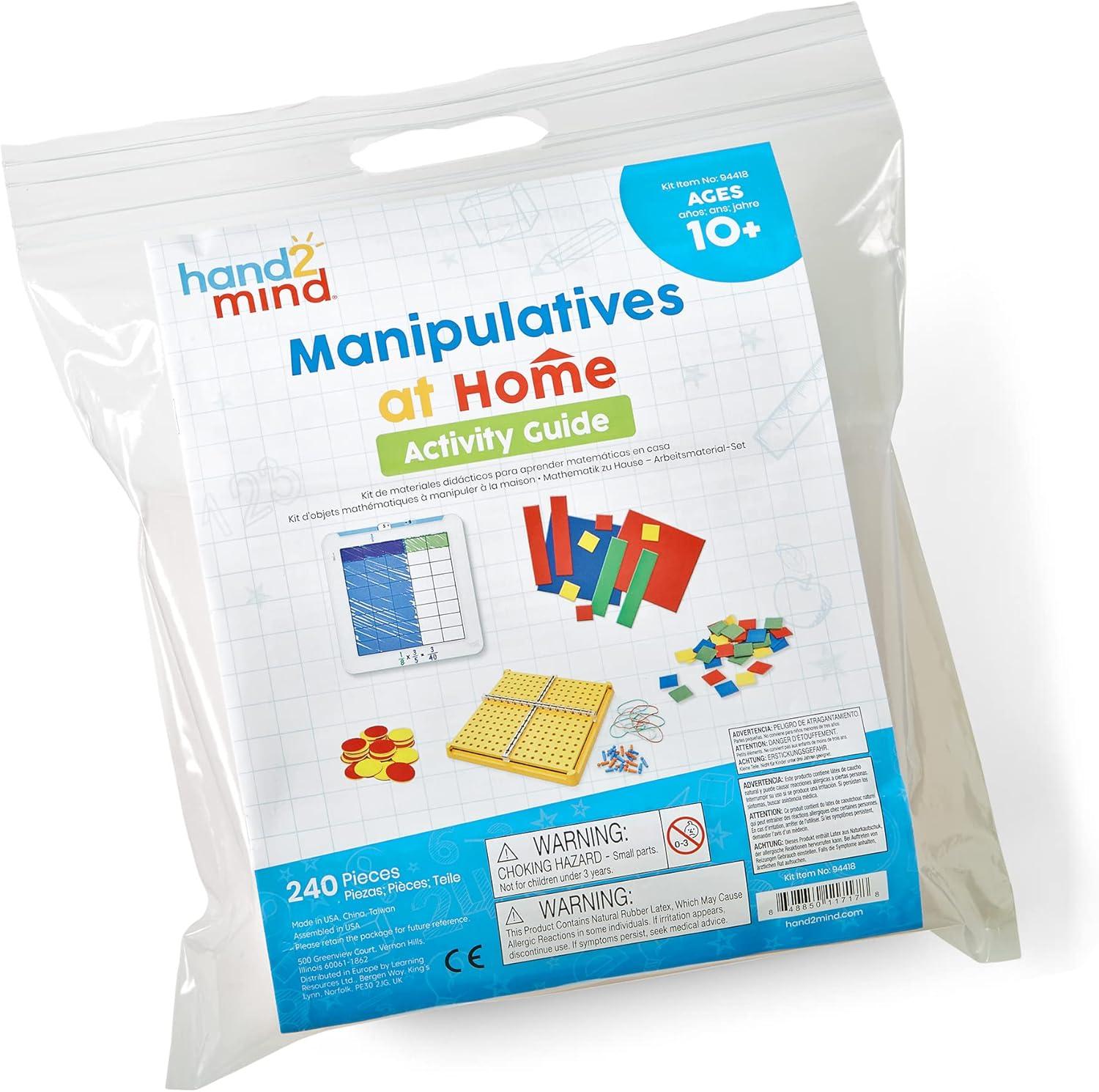 image:imageLearning Resources hand2mind Take Home Math Manipulatives Kit for Kids Grade 68 with Algebra Tiles BuildAGrid Two Color Counters Color Tiles and Coordinate Pegboared Single Kit