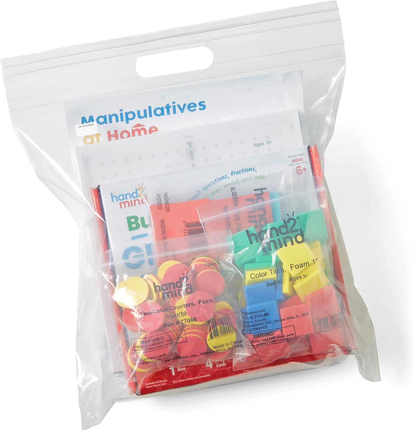 image:imageLearning Resources hand2mind Take Home Math Manipulatives Kit for Kids Grade 68 with Algebra Tiles BuildAGrid Two Color Counters Color Tiles and Coordinate Pegboared Single Kit