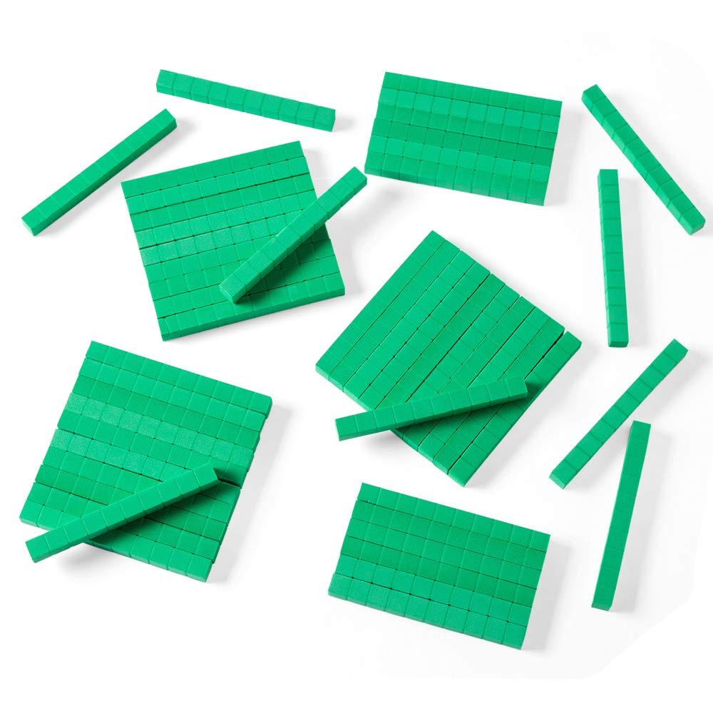 image:imagehand2mind Blue Plastic Base Ten Blocks Rods Set Place Value Blocks Counting Cubes Base 10 Math Manipulatives Teacher Supplies for Math Classroom Montessori Math Materials Set of 50Green