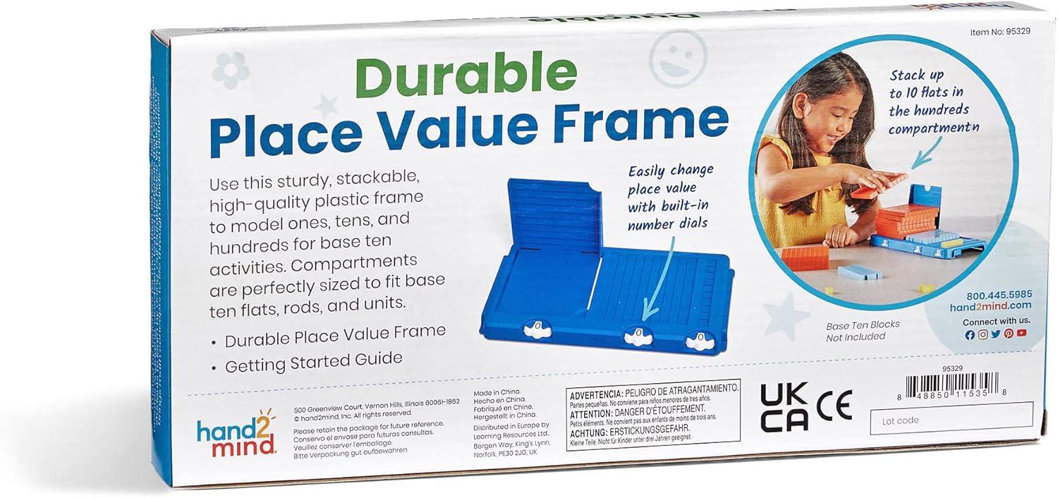 image:imagehand2mind Durable Place Value Frame Base Ten Frames Place Value Blocks Math Manipulatives Kindergarten Base 10 Plastic Base Ten Blocks Frame Math Classroom Supplies Homeschool Curriculum