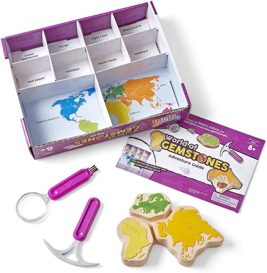 image:imagehand2mind World of Gemstones Dig Kit 8 Real Gemstones to Uncover Gemstone Display Case Gem Digging Kit for Kids Gem Dig Kit Geology for Kids Dig Kits for Kids Fun Homeschool Supplies