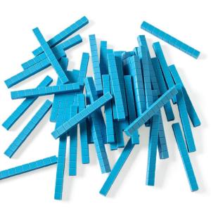 hand2mind Blue Plastic Base Ten Blocks Rods Set, Place Value Blocks, Counting Cubes, Base 10 Math Manipulatives, Teacher Supplies for Math Classroom, Montessori Math Materials (Set of 50)(Blue)