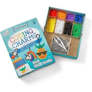 hand2mind-93398 Coding Charms, 15 Science Experiments, Coding for Kids Ages 8-12, Activity Book, Colorful Fuse Bead Patterns, Kids Coding, Fuse Bead Kit 18 Designs and 15 Key Chains, 2000 Fuse Beads