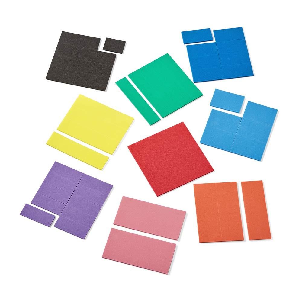image:imagehand2mind Foam MultiColored Fraction Squares Montessori Math Materials for Kids to Learn Fraction Equivalence Math Manipulatives 4th Grade Fraction Square Homeschool Supplies Set of 24